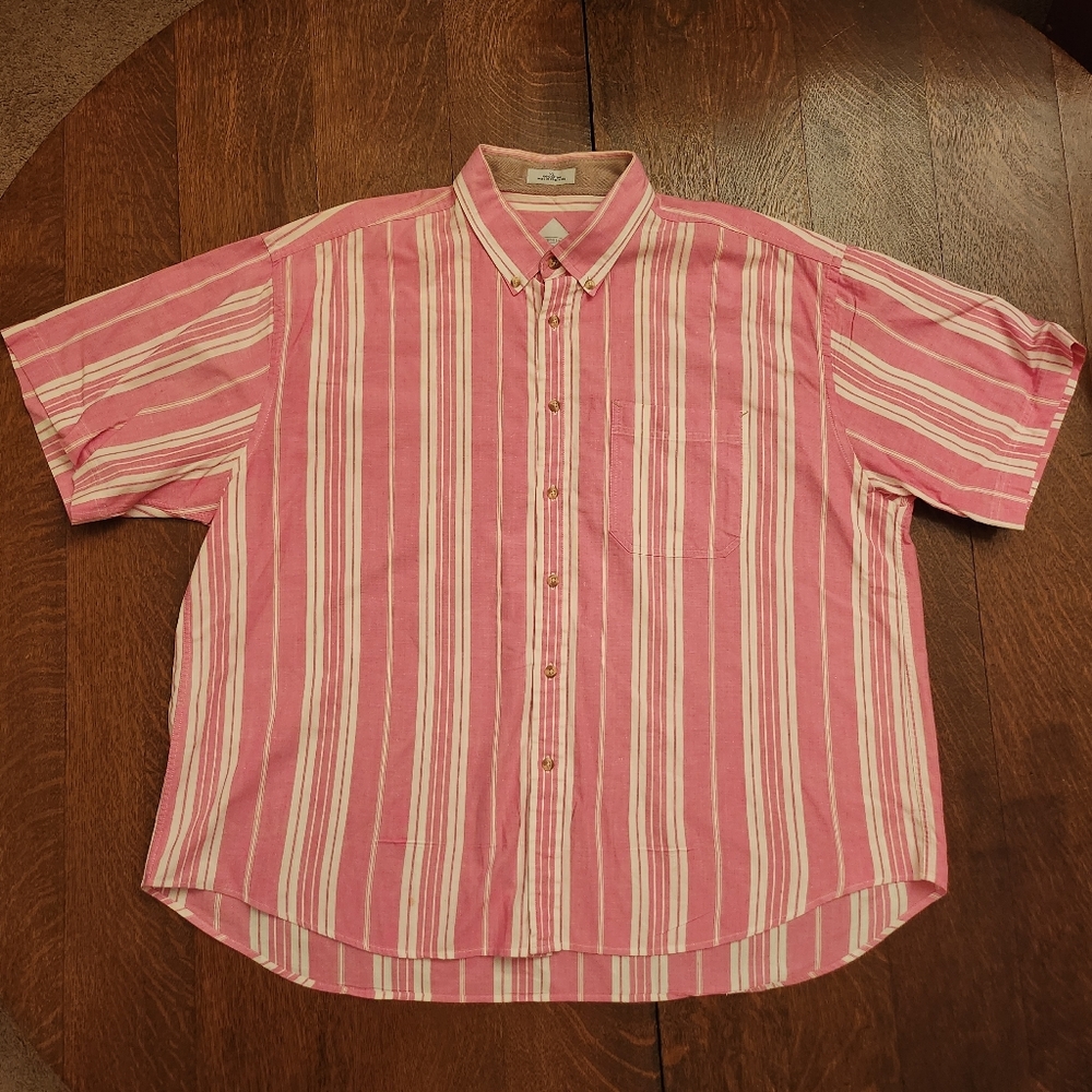 London Fog Button Down Dapper Pink & white Stripes